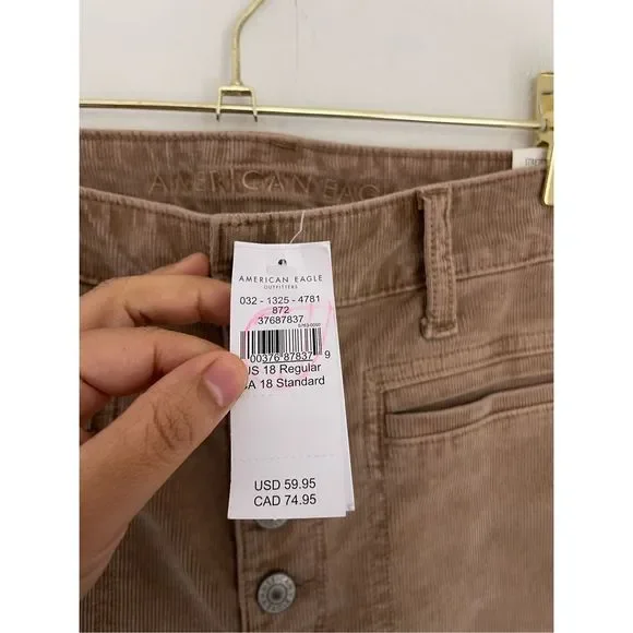 AMERICAN EAGLE Stretch Corduroy Super High-Waisted Plus Size Flare Pants Sz 18 - Picture 6 of 10